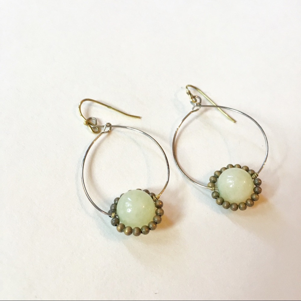 Anthropologie Iris Gem Hoops in Pearl